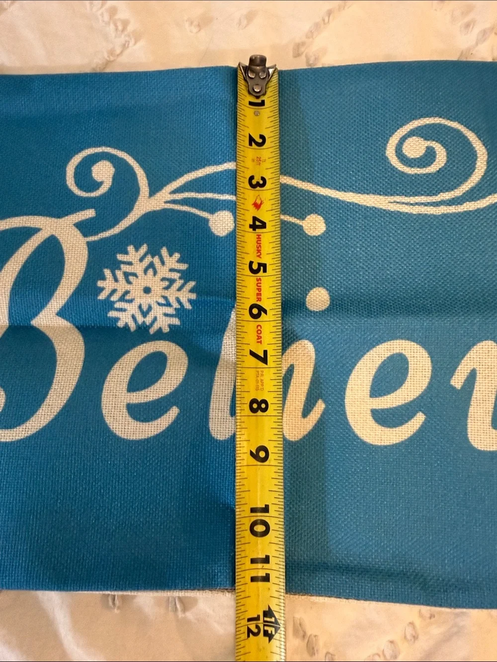 Believe Holiday Decorative Pillow Cover - Blue with White Script nwot